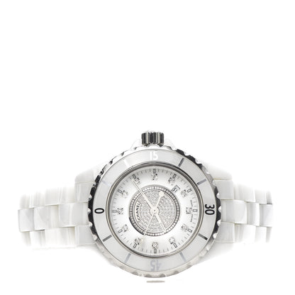 Chanel Stainless Steel Ceramic Diamond Dial 33mm J12 Quartz Watch White 3 of 8