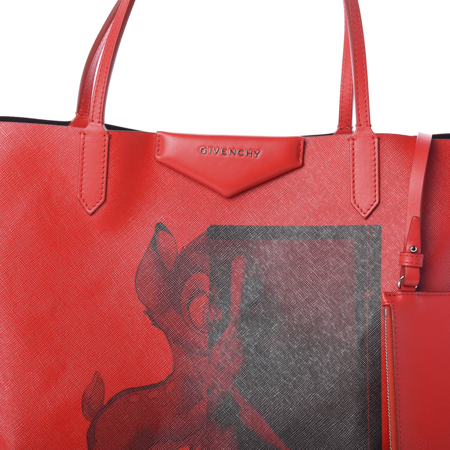 Textured Coated Canvas Bambi Print Large Antigona Tote Red