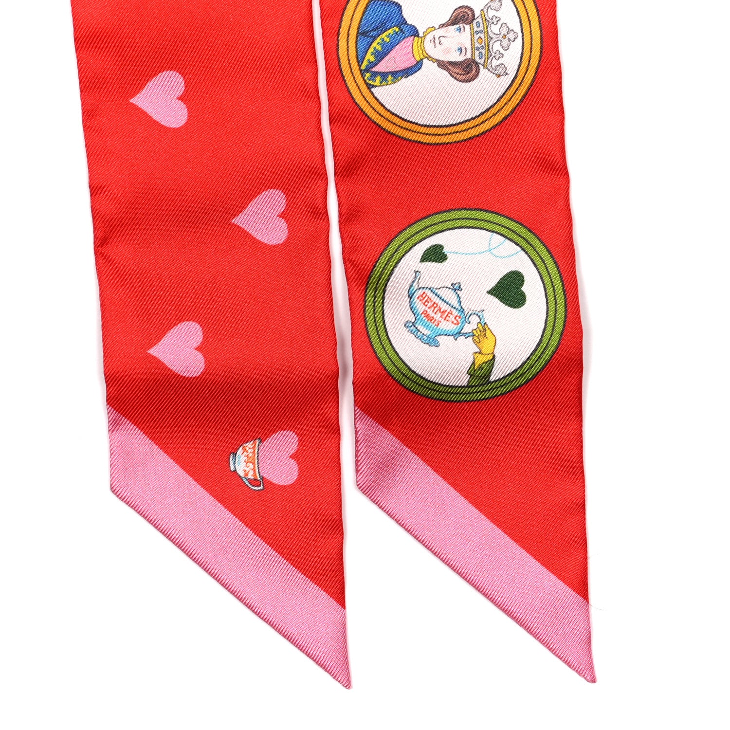 Hermes Silk Tea Time Twilly Rouge Vif Vert Multicolor 2 of 4