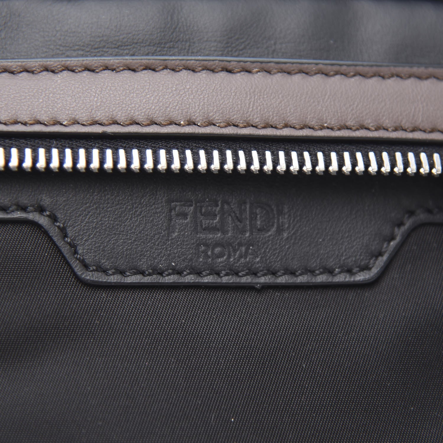 Fendi Nylon Fabric Jacquard Chamois FF 1974 Medium Crossbody Messenger Black Nuvola 9 of 10