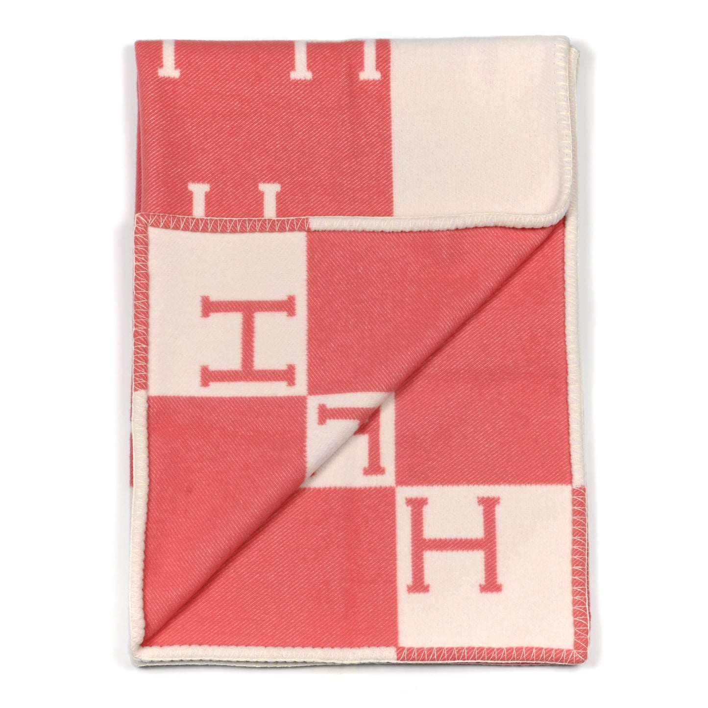 Wool Cashmere Avalon Baby Blanket Rose Airelle White