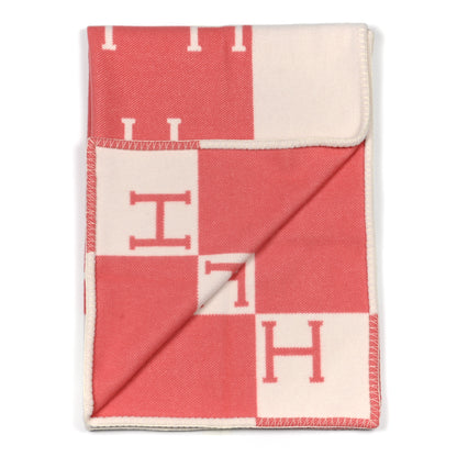 Hermes Wool Cashmere Avalon Baby Blanket Rose Airelle White 2 of 3