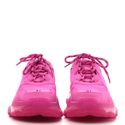 Balenciaga Fabric Mesh Clear Sole Fluo Womens Triple S Sneakers 41 Pink 2 of 7