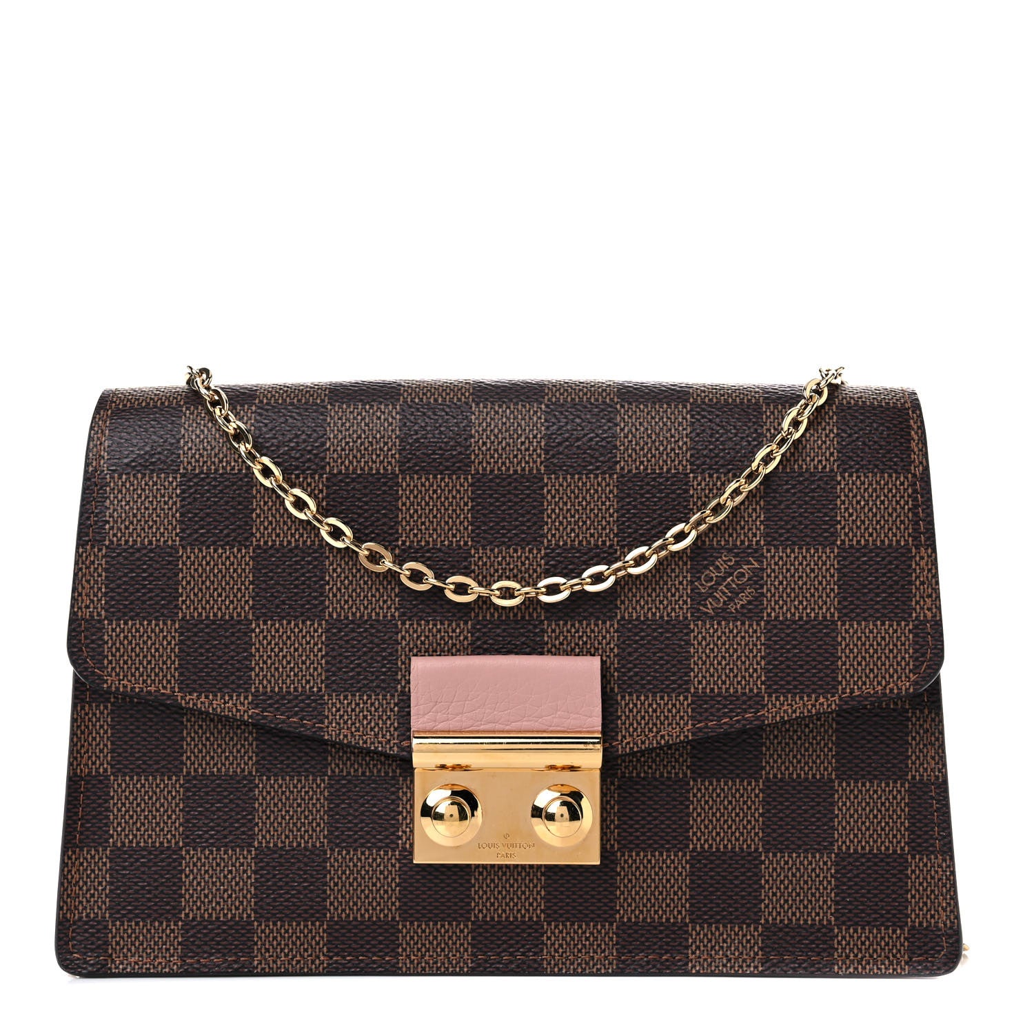 Louis Vuitton Damier Ebene Croisette Chain Wallet Magnolia 1 of 16
