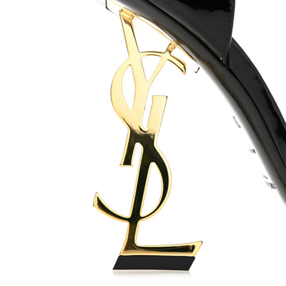 Saint Laurent Patent Calfskin Opyum 110 Sandals 38 Black Gold 9 of 11