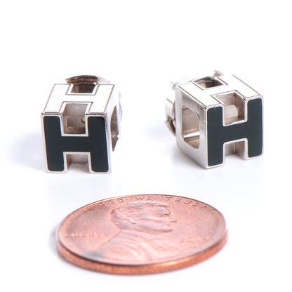 Hermes Palladium Lacquered Cage d'H Earrings Black 2 of 4
