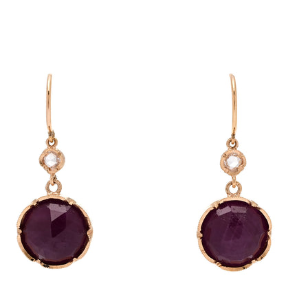 Irene Neuwirth 18K Rose Gold Ruby Diamond Medium Classic Drop Earrings 1 of 4