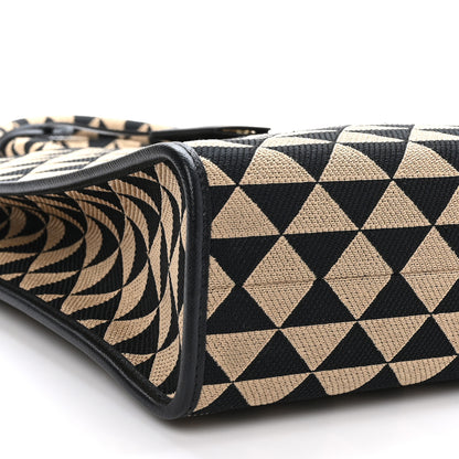 Prada Jacquard Saffiano Triangolo Symbole Embroidered Large Tote Black Corda 8 of 10