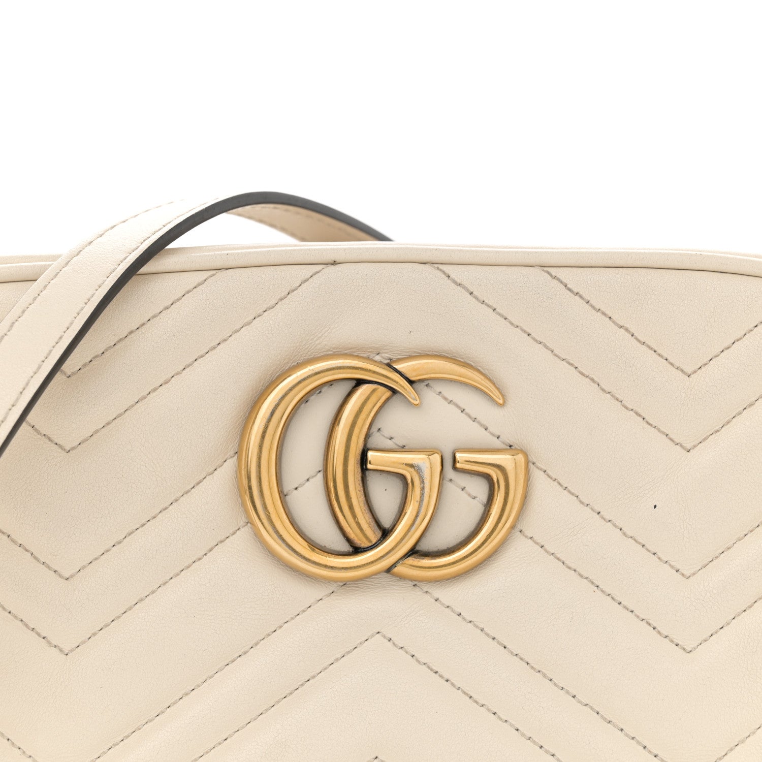 Gucci Calfskin Matelasse Small GG Marmont Chain Shoulder Bag White 8 of 14