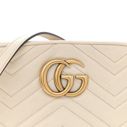 Gucci Calfskin Matelasse Small GG Marmont Chain Shoulder Bag White 8 of 14