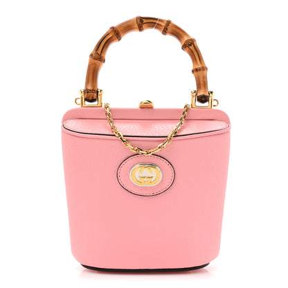 Gucci Textured Dollar Calfskin Bamboo Mini Marina Bucket Bag Wild Rose 1 of 10