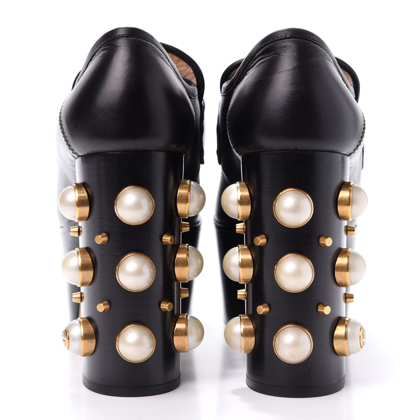 Malaga Kid Pearl Studded Vegas Platform Loafers 38 Black