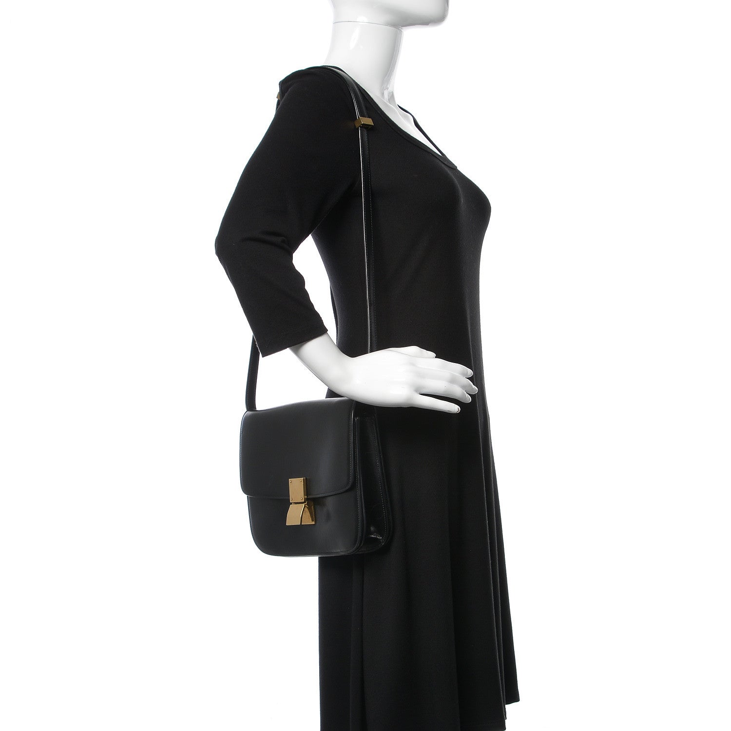 Celine Box Calfskin Medium Classic Box Flap Bag Black 2 of 16