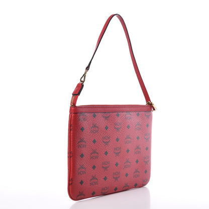 MCM Visetos Liz Shopper Tote Pouch Ruby Red 3 of 7