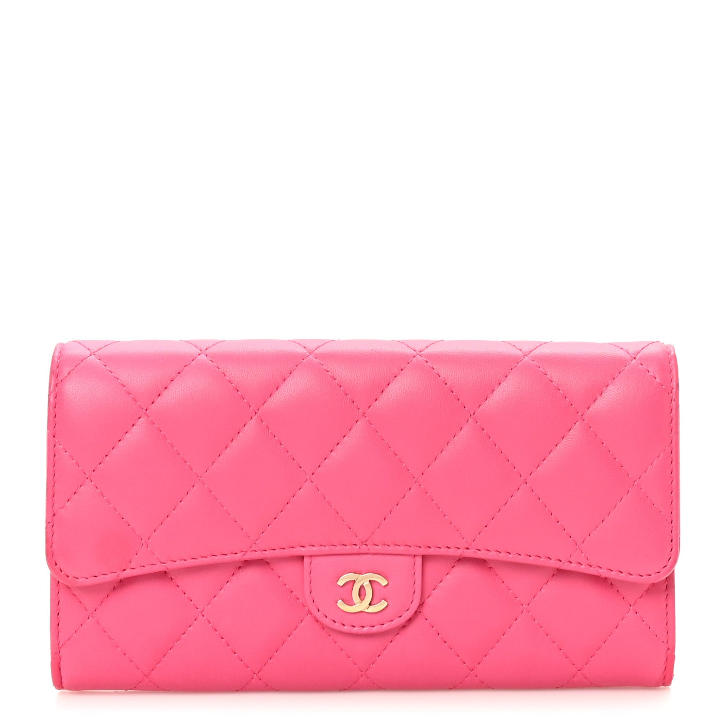 Chanel Lambskin Quilted Large Flap Wallet Pink 1 of 10