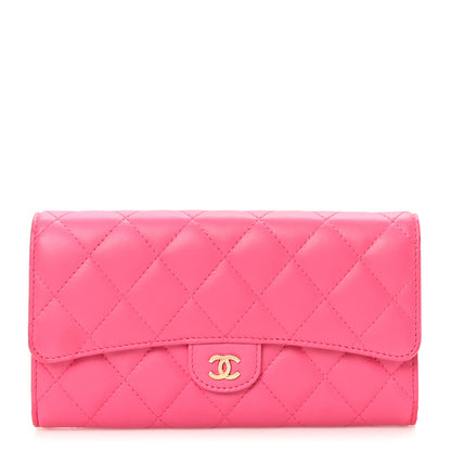 Chanel Lambskin Quilted Large Flap Wallet Pink 1 of 10