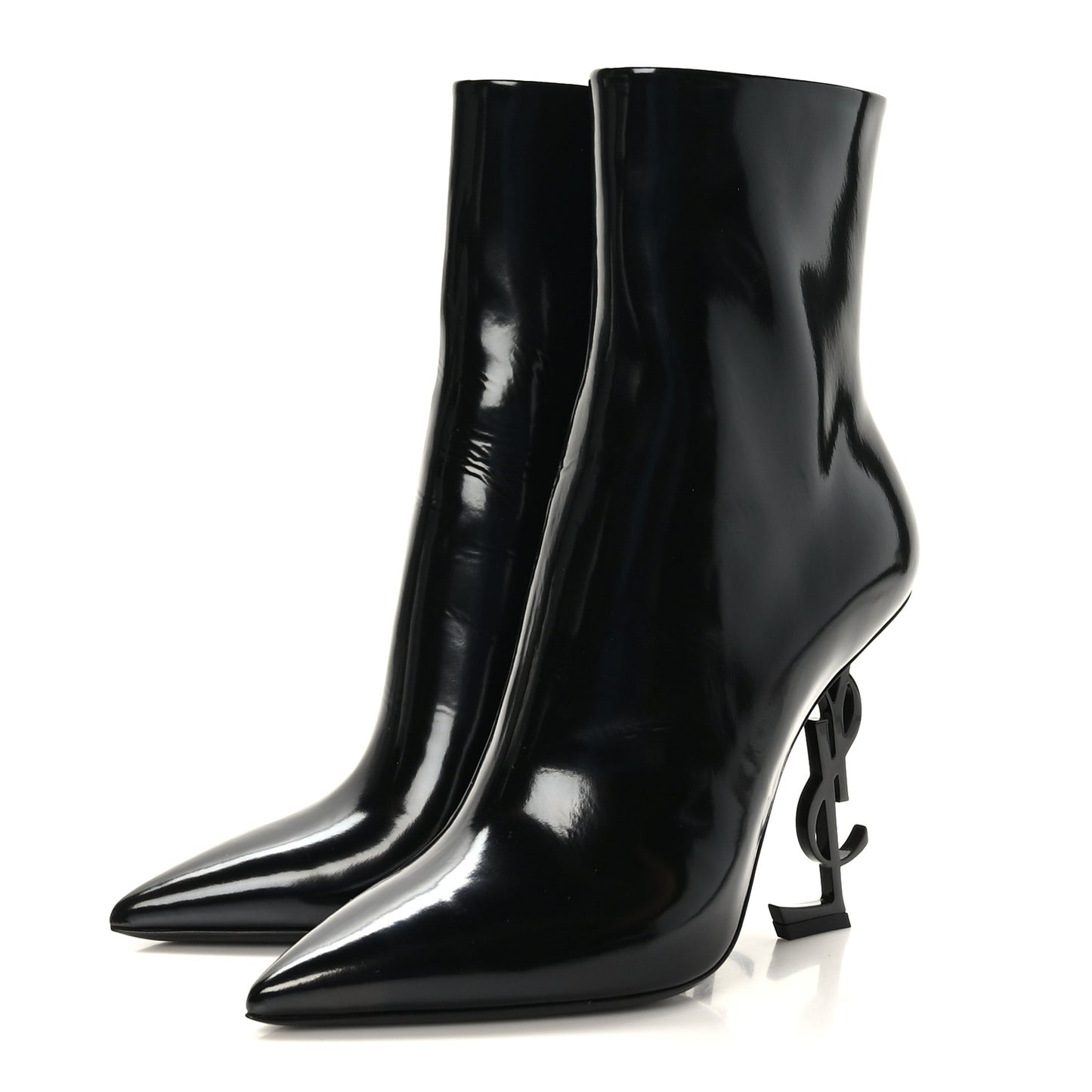 Glazed Calfskin Opyum Ankle Boots 40 Black