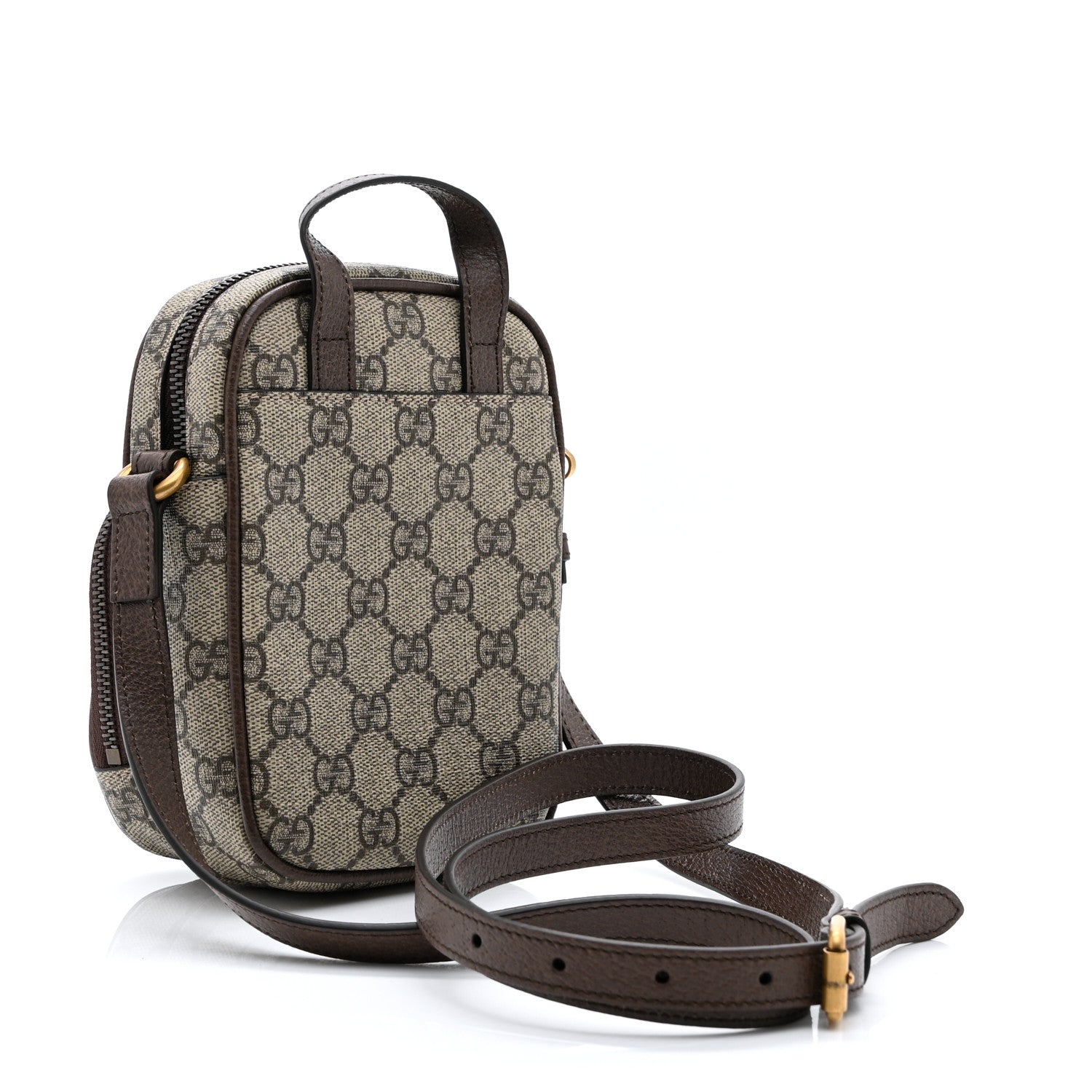Gucci GG Supreme Monogram Web Mini Ophidia Double Zip Messenger Bag Beige New Acero 3 of 11