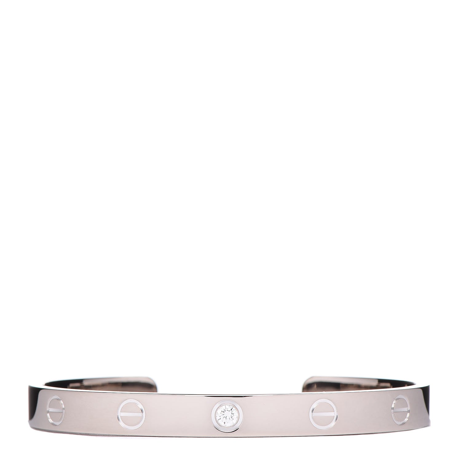 Cartier 18K White Gold 1 Diamond LOVE Cuff Bracelet 17 1 of 4