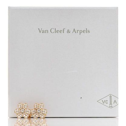 Van Cleef & Arpels 18K Yellow Gold Diamond Small Frivole Pave Earrings 5 of 5