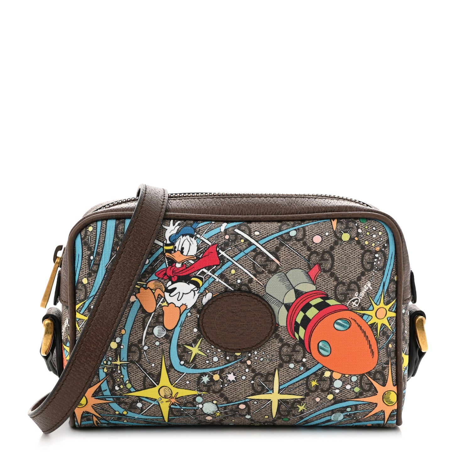 X DISNEY GG Supreme Monogram Donald Duck Interlocking G Shoulder Bag Beige Multicolor New Acero