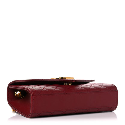 Saint Laurent Grain De Poudre Textured Mixed Matelasse Triquilt Small Monogram Satchel Red 4 of 9