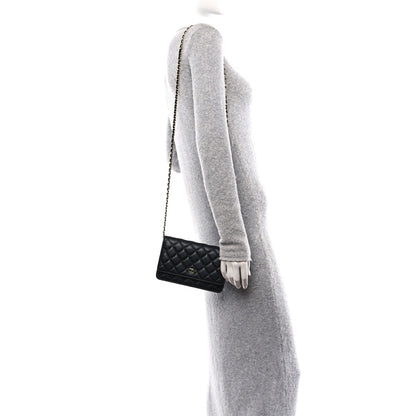 Chanel Lambskin Quilted Wallet On Chain WOC Black 2 of 12