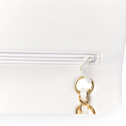Chanel Lambskin Quilted Medium Double Flap White 15 of 17