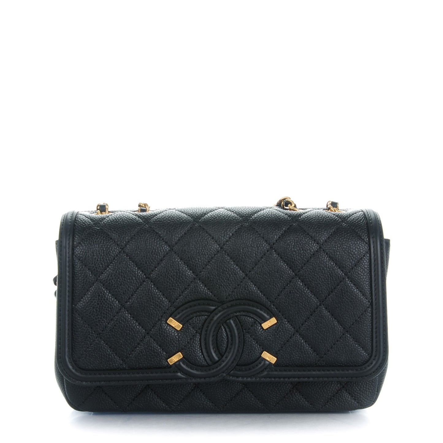 Caviar Quilted Small CC Filigree Flap Black