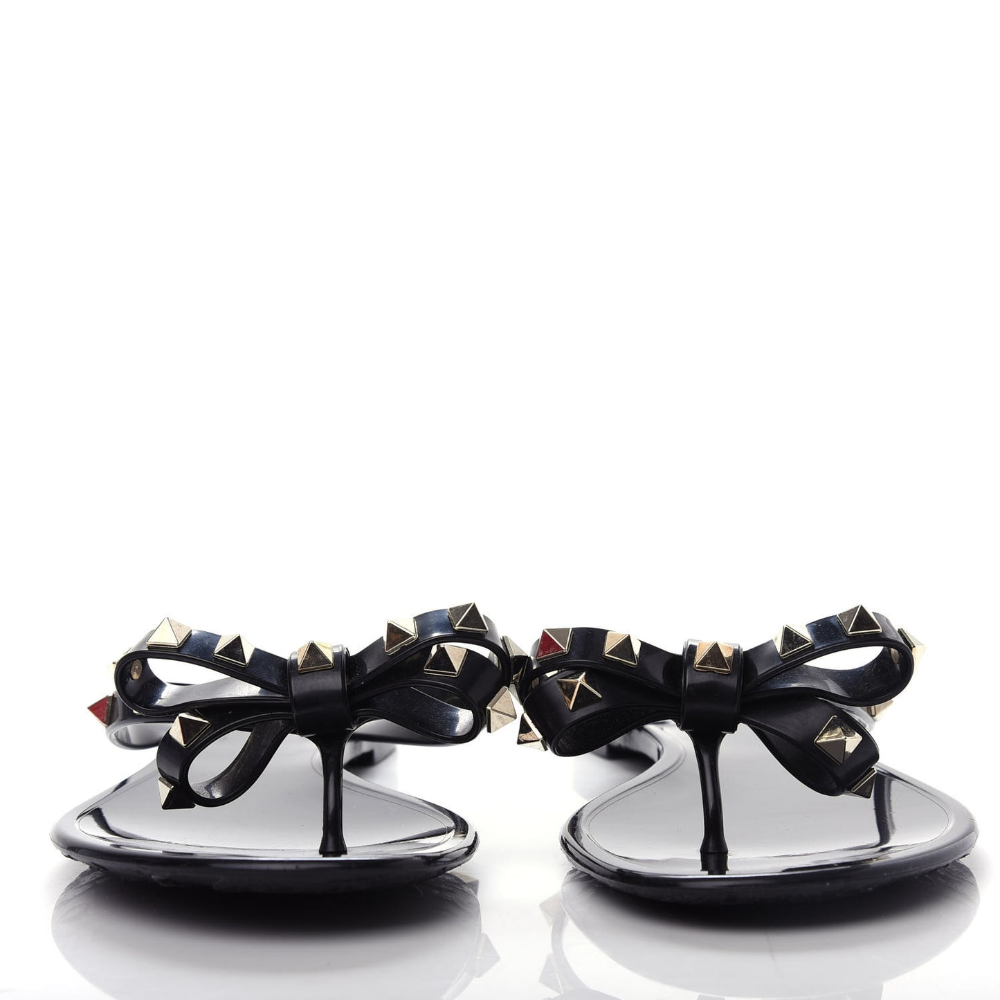 PVC Jelly Rockstud Bow Thong Sandals 39 Black