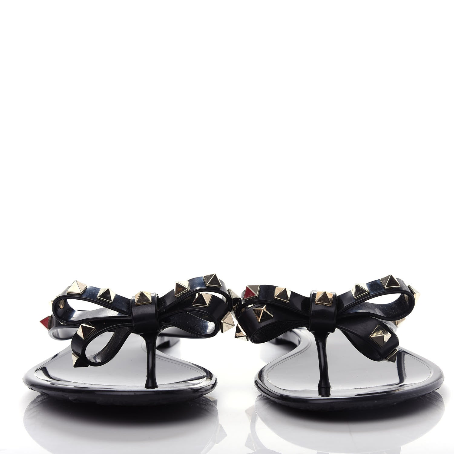 Valentino Garavani PVC Jelly Rockstud Bow Thong Sandals 39 Black 2 of 10
