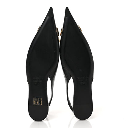 Balenciaga Coated Calfskin BB Knife Pointy Toe Slingback Flats 37.5 Black 5 of 10