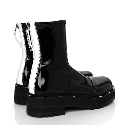 Fendi Patent Neoprene Combat Boots 39.5 Black 4 of 7