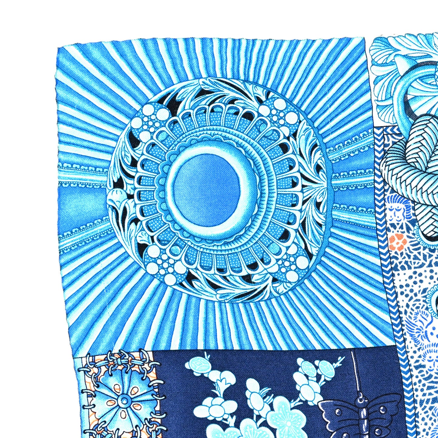 Cashmere Silk Parures De Samourais Shawl 140 Caban Bleu Ciel Saumon