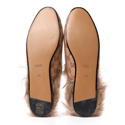 Gucci GG Monogram Fur Womens Princetown Slippers 40 Beige Ruggine Rust 6 of 9