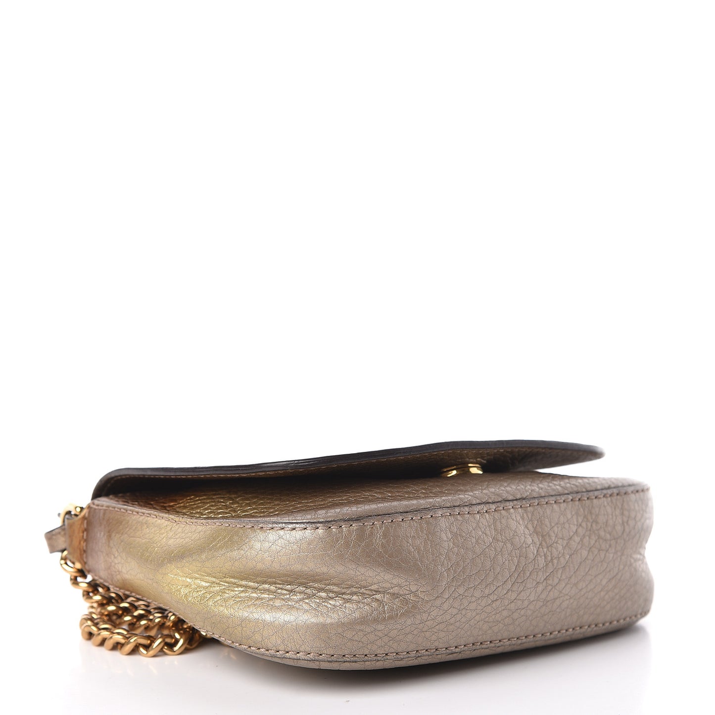 Metallic Pebbled Calfskin Small Soho Flap Crossbody Gold Ombre