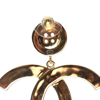 Chanel Metal Large Paris Button Earrings Gold 4 of 5