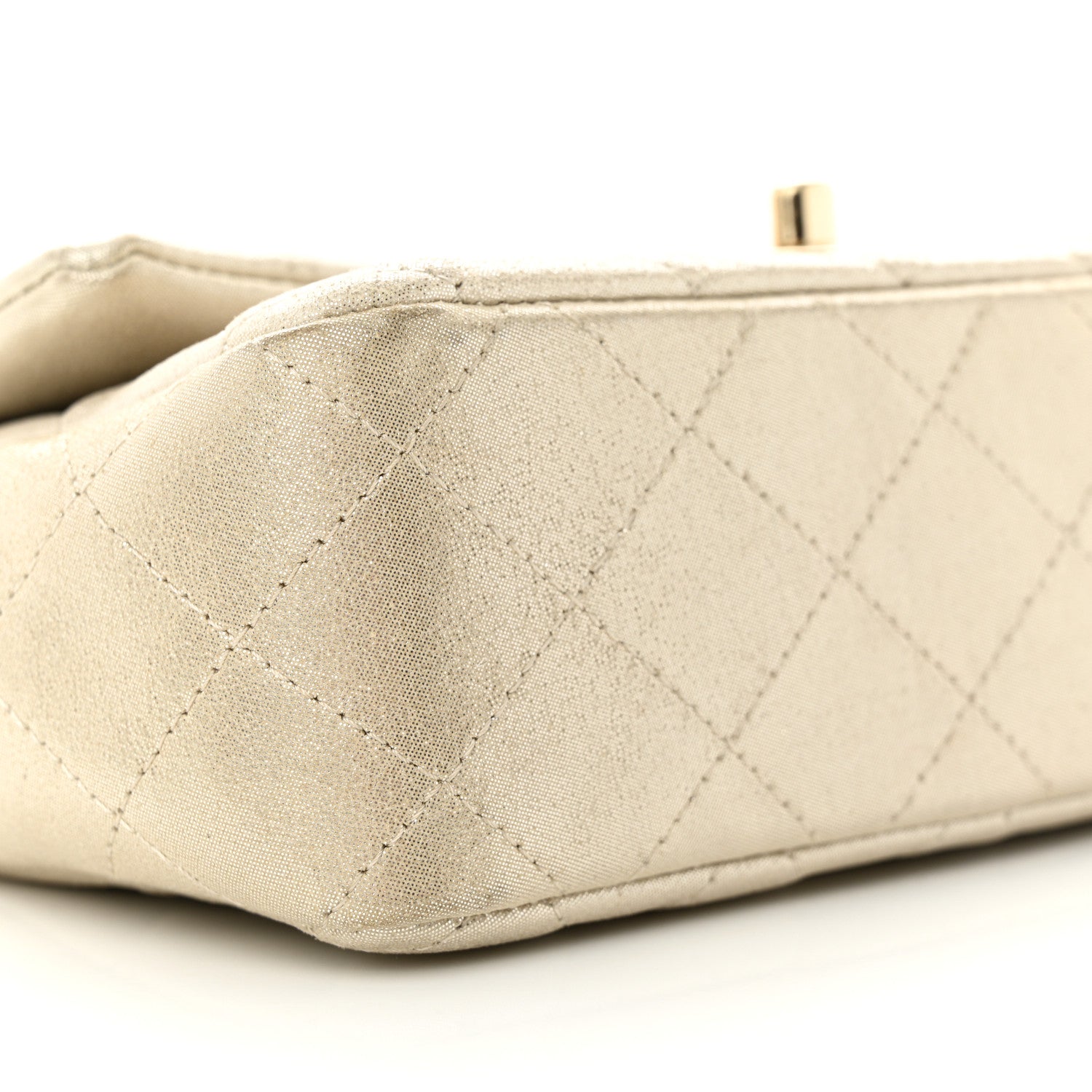 Chanel Iridescent Calfskin Quilted Mini Rectangular Flap Light Gold 9 of 11