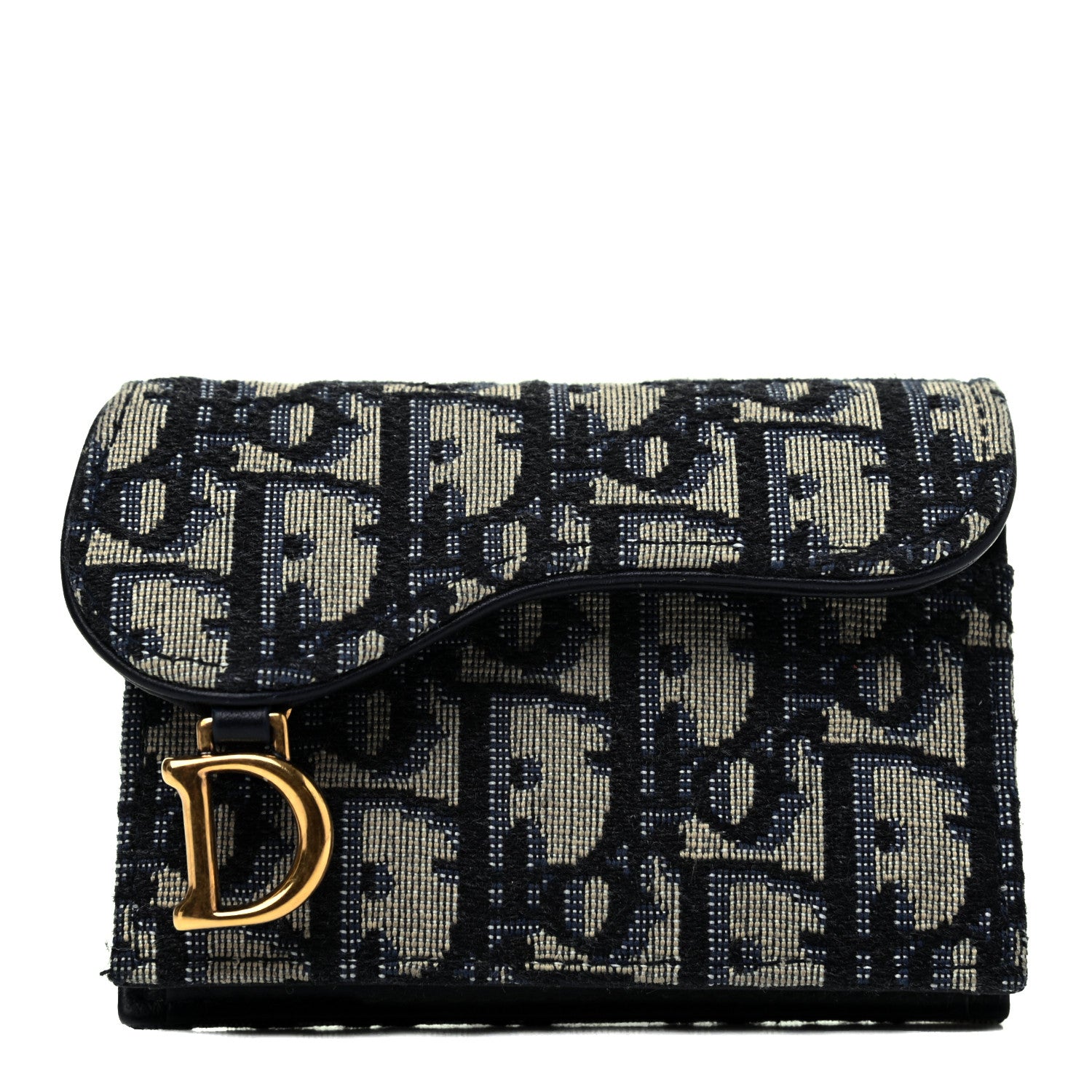 Christian Dior Oblique Saddle Card Holder Blue 1 of 9