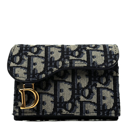 Christian Dior Oblique Saddle Card Holder Blue 1 of 9