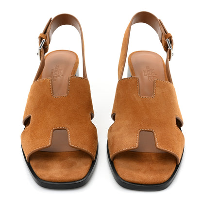 Hermes Suede Goatskin Elbe 60 Sandals 37 Naturel 3 of 9
