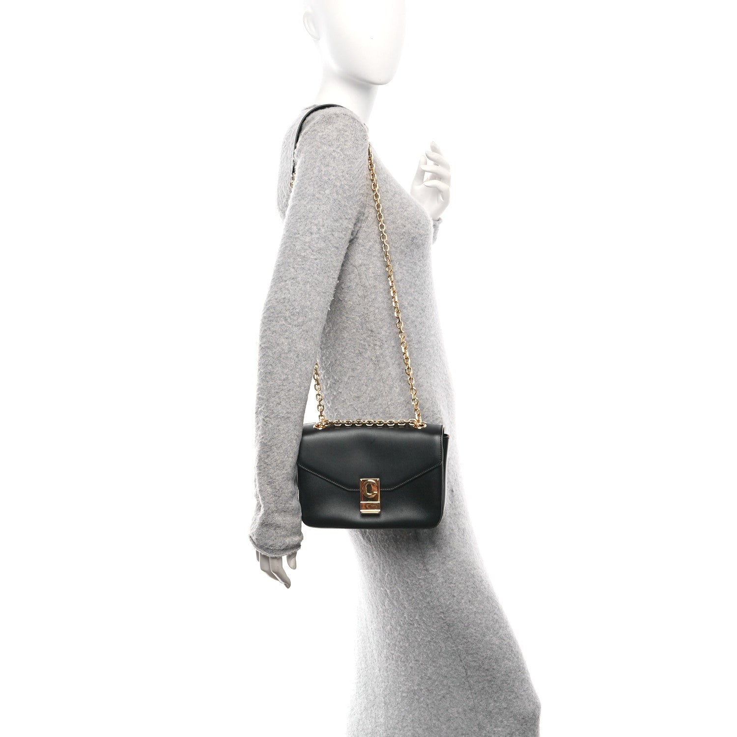 Celine Shiny Calfskin Medium C Bag Black 2 of 10