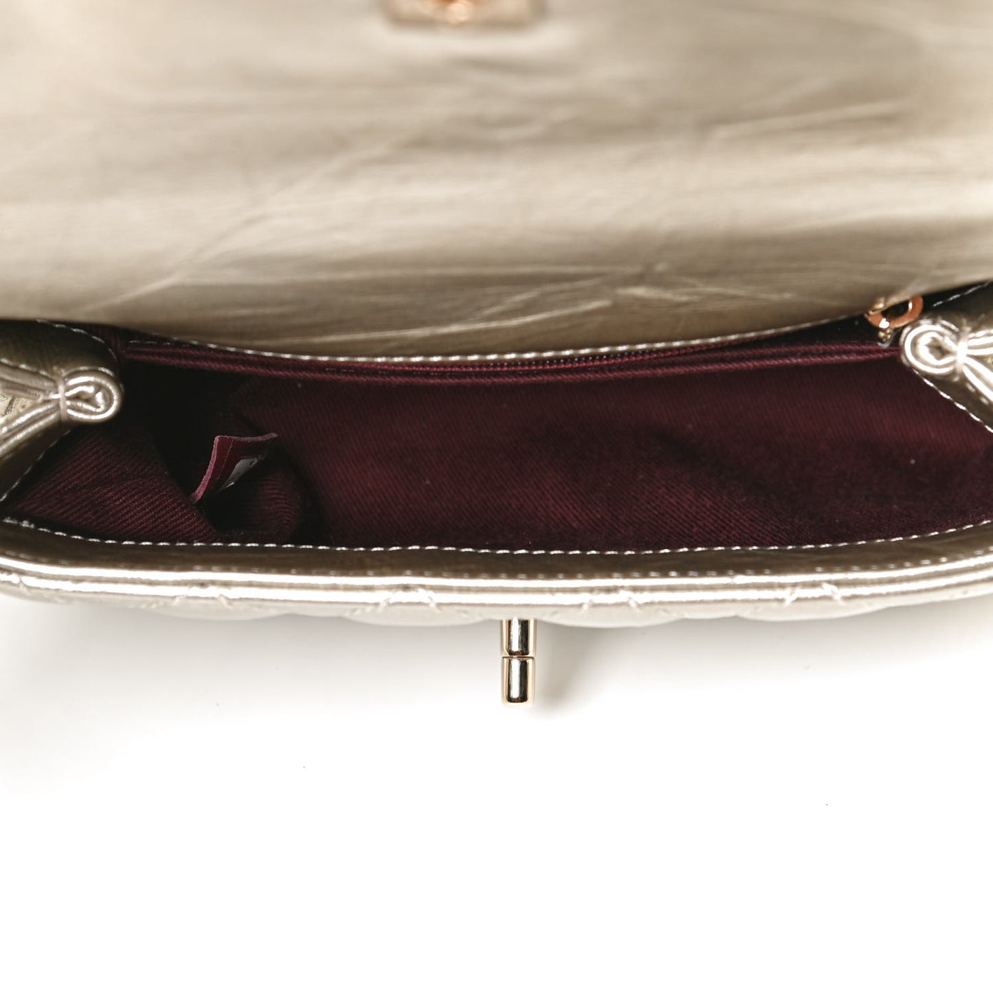 Metallic Aged Calfskin Quilted Mini Coco Handle Flap Gold