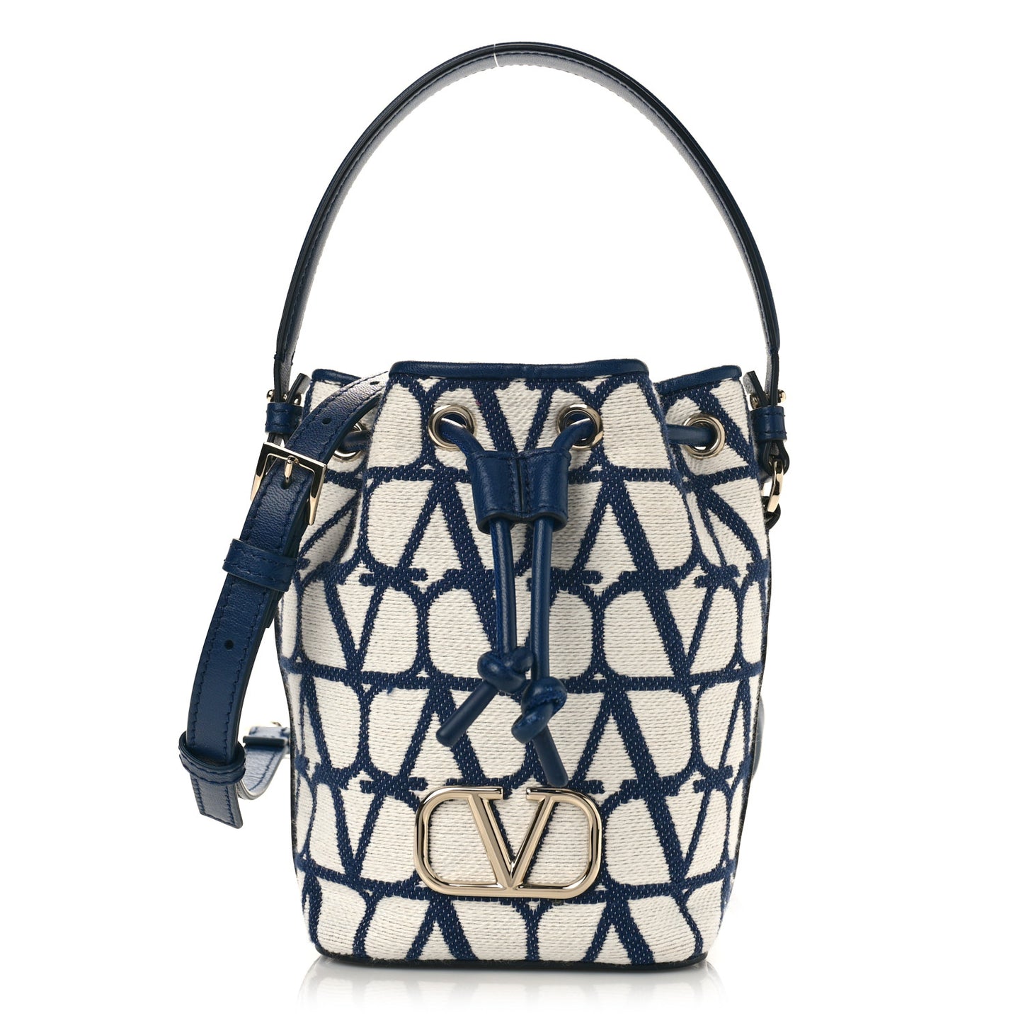 Toile Iconographe Nappa Mini Vlogo Signature Bucket Bag White Worker