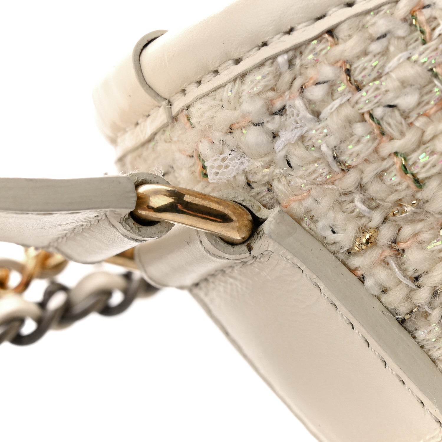 Chanel Tweed Calfskin Quilted Small Gabrielle Hobo Beige Ivory 17 of 17