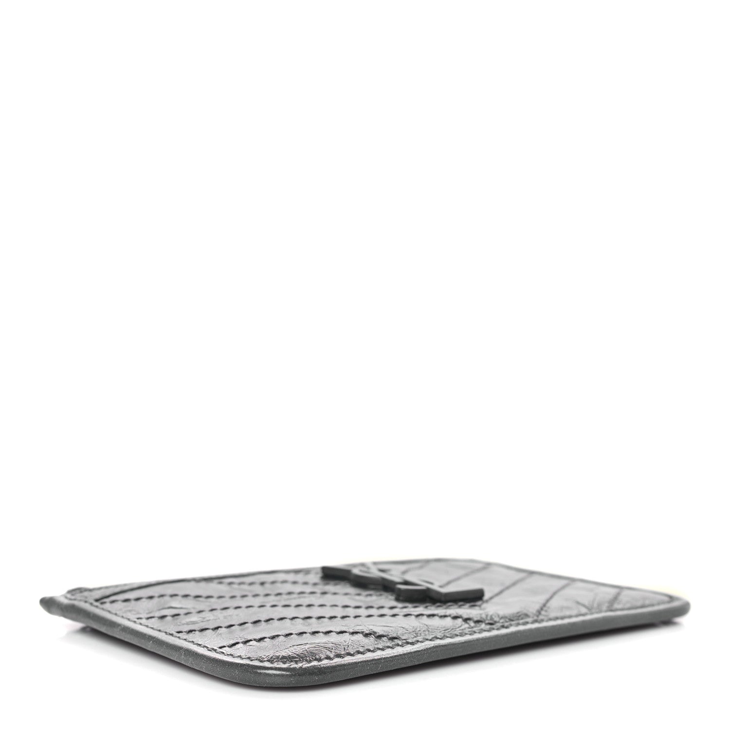 Saint Laurent Crinkled Calfskin Matelasse Monogram Niki Bill Pouch Storm 4 of 9