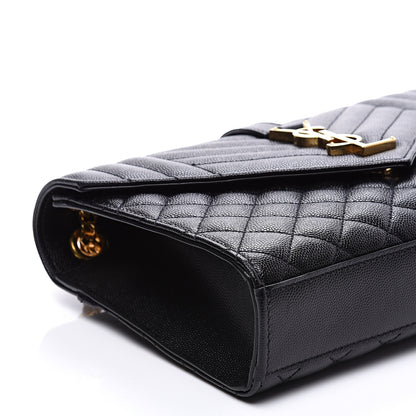 Saint Laurent Grain De Poudre Textured Mixed Matelasse Triquilt Medium Monogram Satchel Black 8 of 10