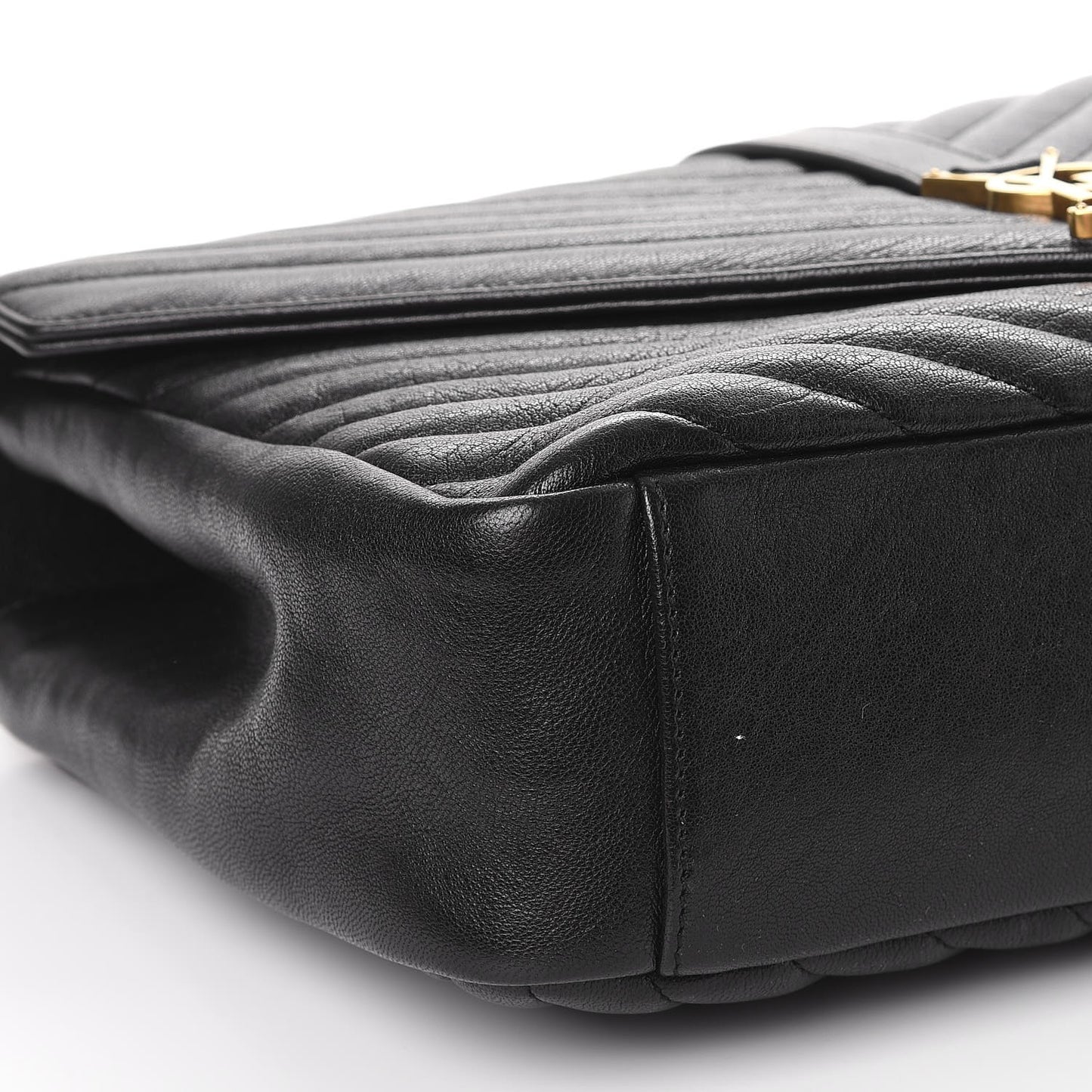 Sheepskin Matelasse Chevron Monogram Large College Satchel Black