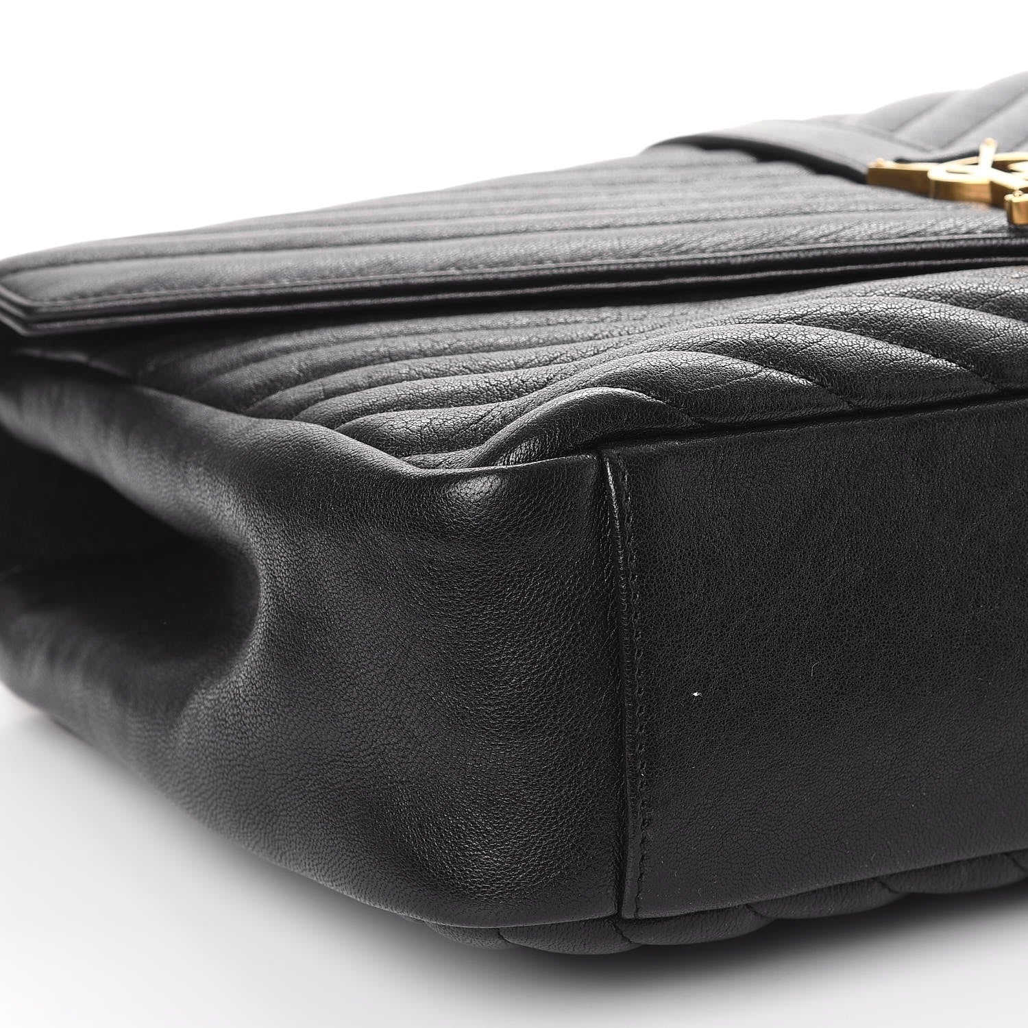 Saint Laurent Sheepskin Matelasse Chevron Monogram Large College Satchel Black 8 of 8