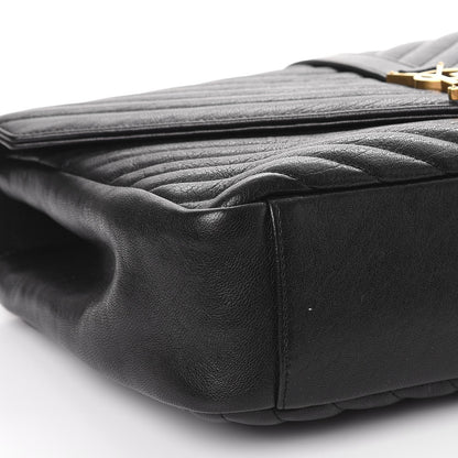 Saint Laurent Sheepskin Matelasse Chevron Monogram Large College Satchel Black 8 of 8